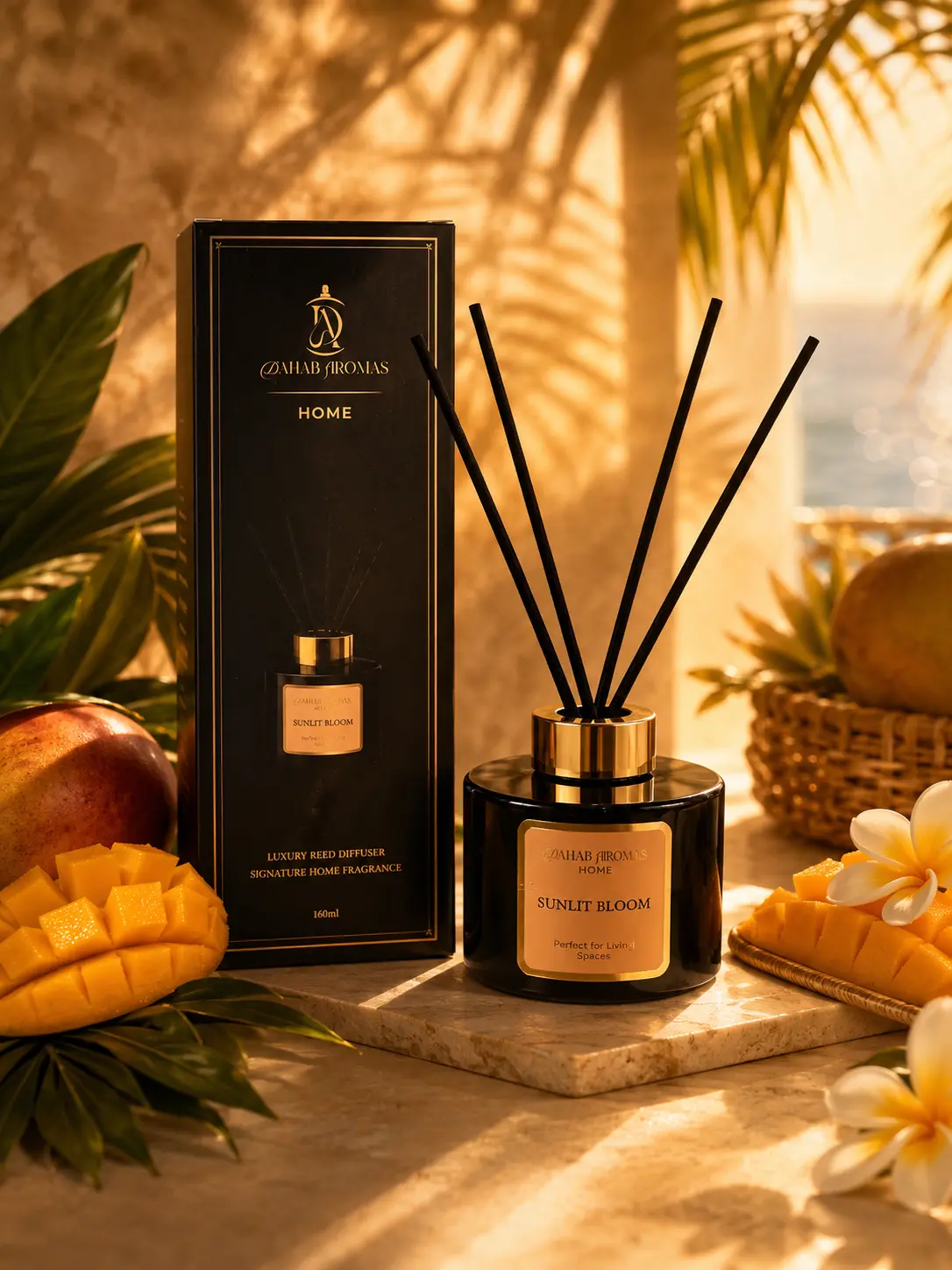 Sunlight Bloom Scented Reed Diffuser - Tropical Fruits Scented Bottle Oil Diffuser, Home Fragrance Aroma Freshener, Bottle Scented Oil Diffusers