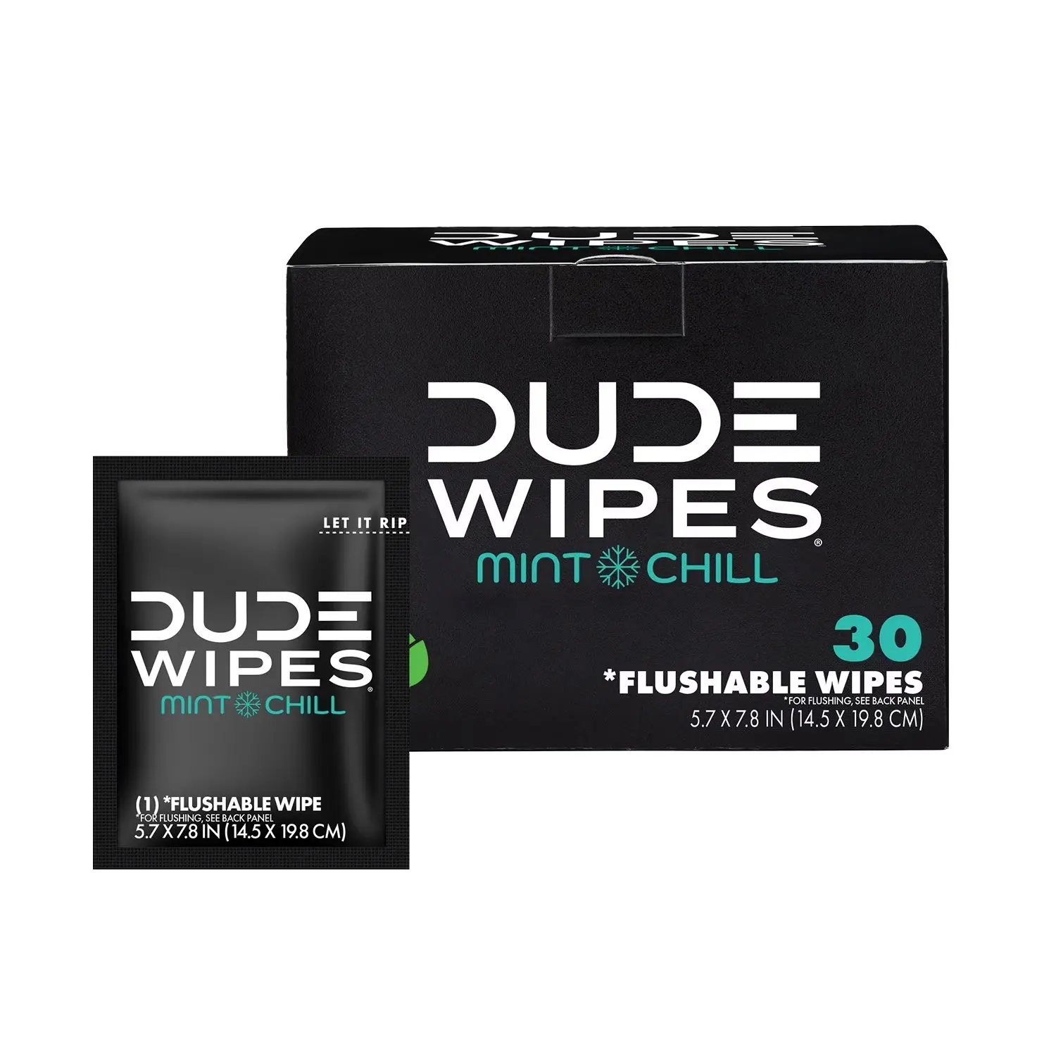 DUDE XL Flushable Wipes, Extra Large Mint Chill, 30 Counts, Home Care Toilet Napkin