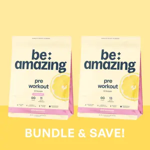 AM to PM Pink Lemonade Duo | Be Amazing Pink Lemonade Stimulant Free Pre Workout Powder + Pink Lemonade Pre Workout Powder Bundle