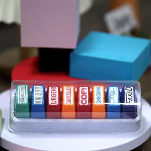 Portable Colorful Stamp Set, 8 Counts/set Mixed Color Automatic Ink Refill Stamp, Office Stationery, Office Supplies for Scanning Fax, Compact Size, Automatic Ink Refilling