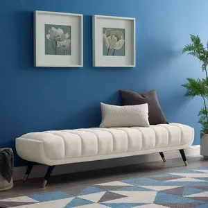 Modway Adept Performance Velvet Bench in Ivory