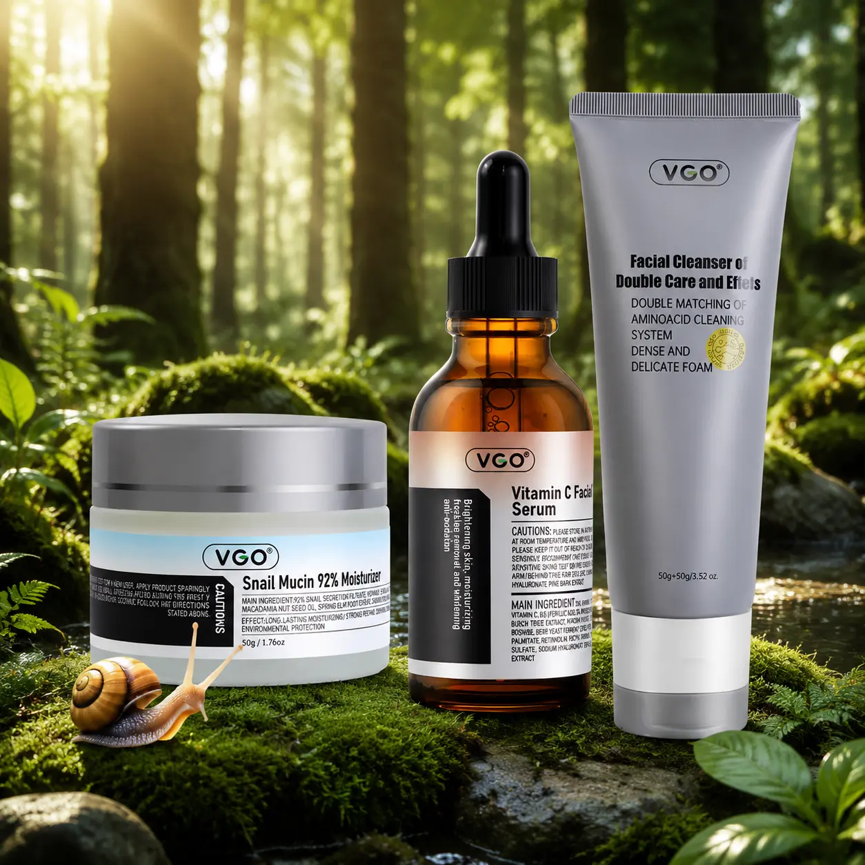 VGO Simple Skincare Routine – 3-Step Face Care Set for Everyday Moisture