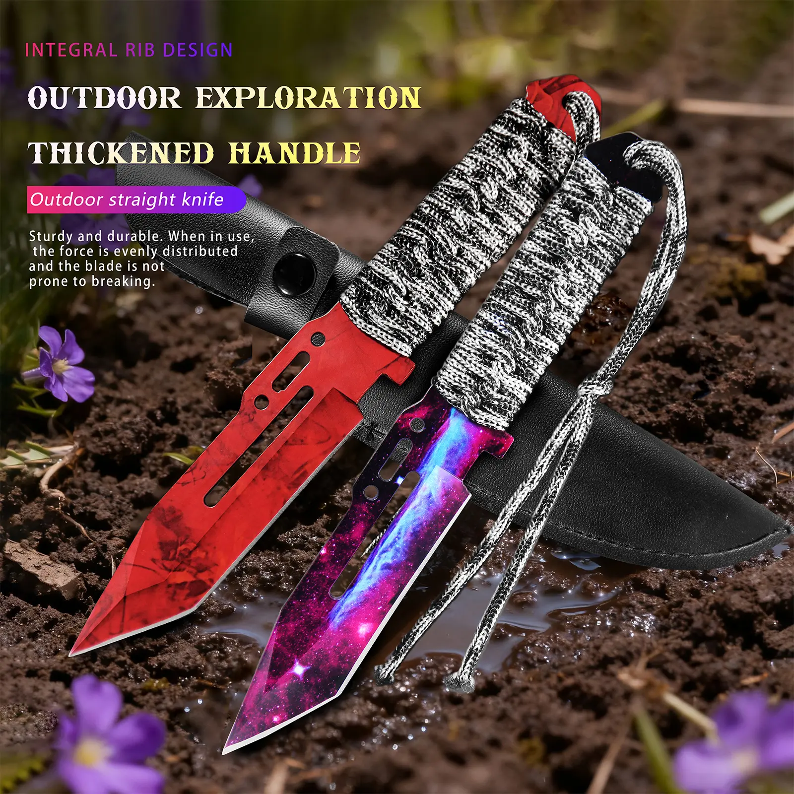 Compact Fixed-Blade Knife with Stainless Steel Blade & Rope Handle - Portable Multipurpose Survival Tool for EDC, Camping, Carving & BBQ, Portable Multipurpose Knives, Stainless Steel Tool, Camping Survival Tool
