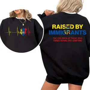 [Made in USA] Raised By Immigrants Ecuador Sweatshirt, Ecuador American Pride Crewneck, Latino Heritage Empowerment Quote Graphic Pullover, Cultural Identity Unisex Sweatshirt for Men and Women, Immigrant Family Gift