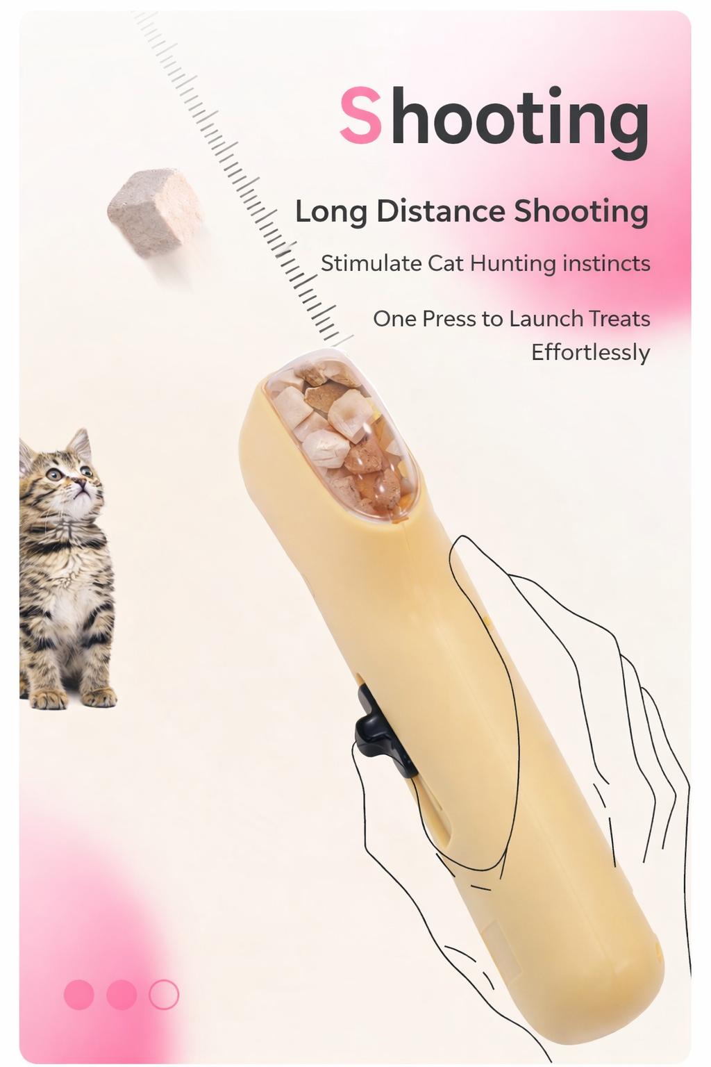 Interactive Pet Treat Launcher – Handheld Press-to-Launch Snack Shooter Toy for  small big Dogs & adult cat  , Fun Training & Enrichment Play, cat snacktime