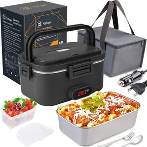Portable Electric Lunch Box Heater 1.5L/1.8L - With Tableware & Lunch Bag, 110V/12V/24V for Car/Home, Leak-Proof Food Warmer for Office/Travel