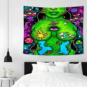 Psychedelic Nature Abstract Pattern Tapestry, Aesthetic Wall Hanging Decor, Polyester Tapestry Wall Mural for Bedroom Home Office Decor, Flowers
