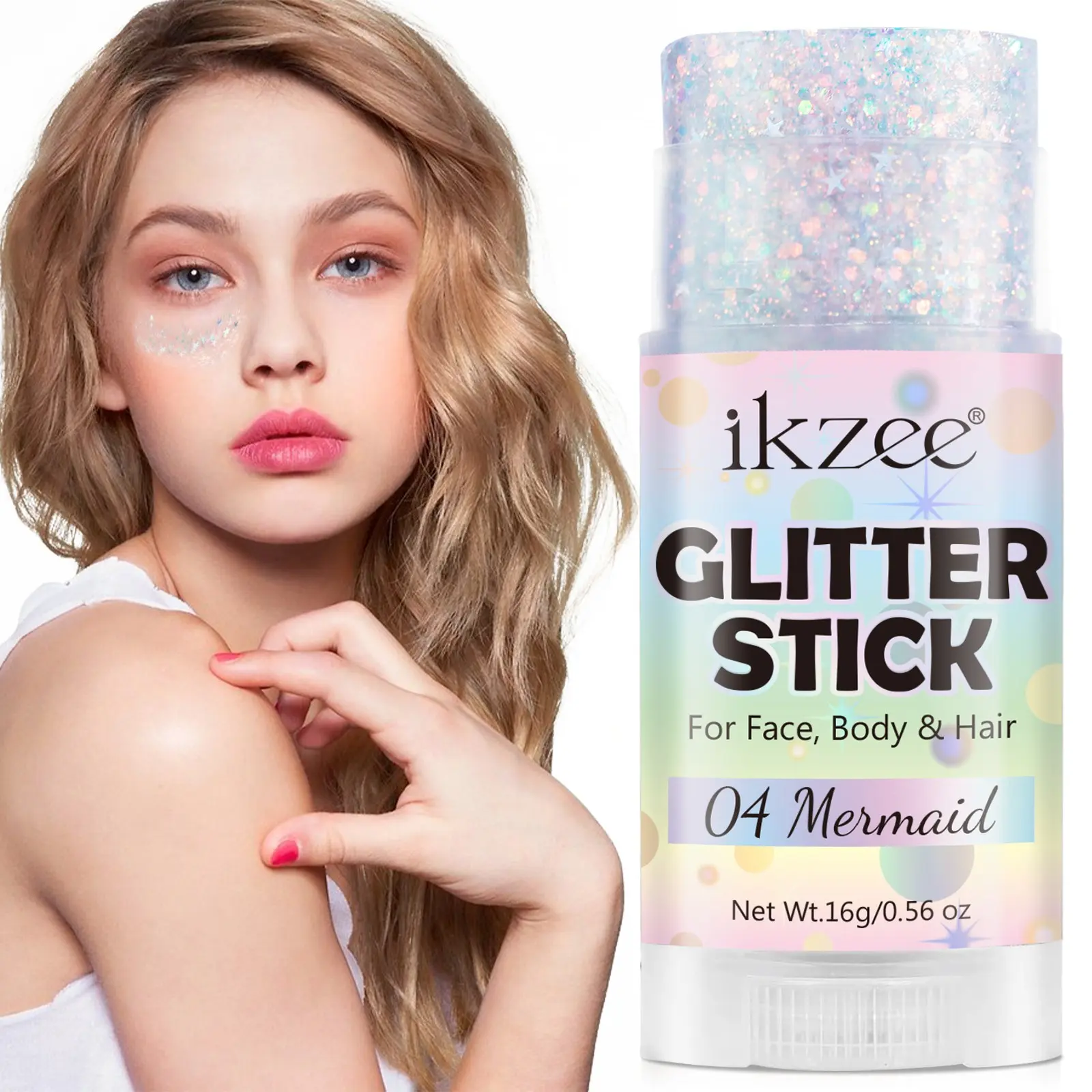 ikzee Glitter Stick features a mix of glitter particles in various sizes, delivering a dazzling finish, once applied, it creates a stunning glow for a glamorous look. It can be used to accent eye makeup, Highlighter makeup, highlight th