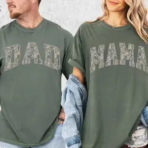 [Comfort Colors] Camo Mama Dad T-Shirt, Matching Mom & Dad Couple Tee,Pregnancy Announcement Outfit, Mother's Day Gift for Mom, Trendy Dad Tee