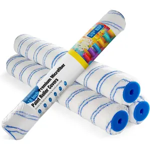 18 Inch Microfiber Paint Roller Covers (4 Pack) - 3/8 Nap for All Types of Painting Surfaces, Lint-Free & Easy Clean, Ideal for Walls, Ceilings & Large Area Painting