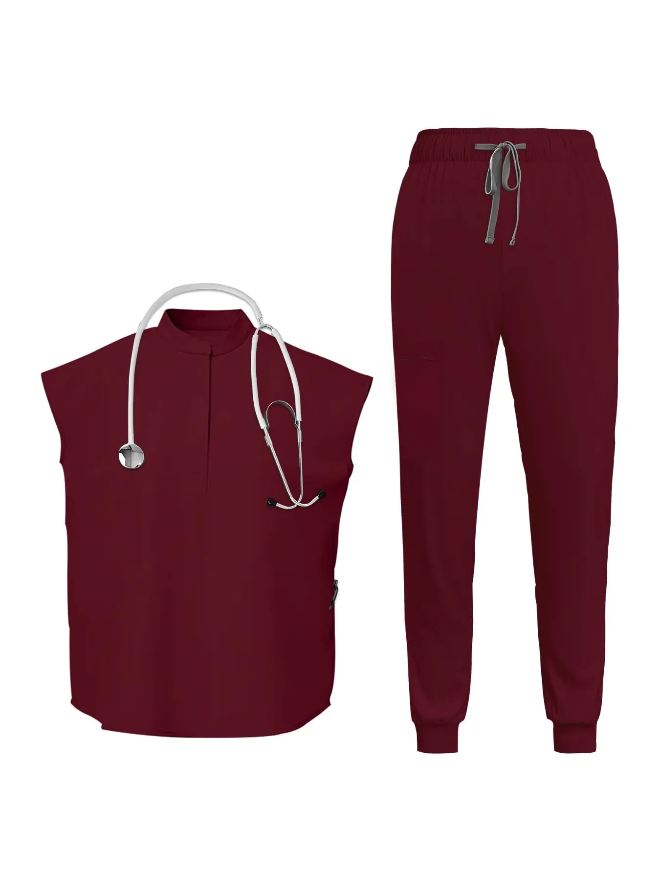 Scrubs for Women Scrub Sets, Medical Workwear Uniforms Workwear Slim Scrubs Stretch Top & Jogger Scrub Pants with Multi Pocket Yoga Waistband