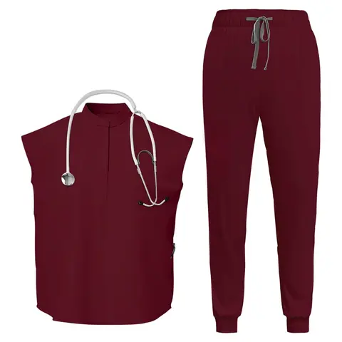 Scrubs Set for Women Uniforms, Nursing Scrub Uniforms, Slim Stretch Top & Jogger Pants with Multi-Pocket, Elastic Waistband