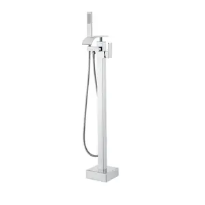 VEVOR Freestanding Bathtub Faucet, Floor Mount, Freestanding Tub Filler, Shower Mixer Taps, Two Water Modes, 360° Swivel Spout, for Bathing & Showering Pet Bathing Cleaning Drains Toilet Flushing