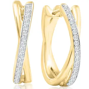 1/2Ct Diamond Hoops Yellow Gold 10grams Lab Grown 1" Tall Women's Earrings
