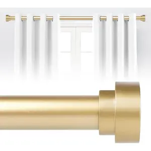 Gold Curtain Rods for Windows 48 to 84 Inch,1 Inch Heavy Duty Curtain Rods,Adjustable Modern Drapery Rod,Window Single Pole 30-84,Brass Gold