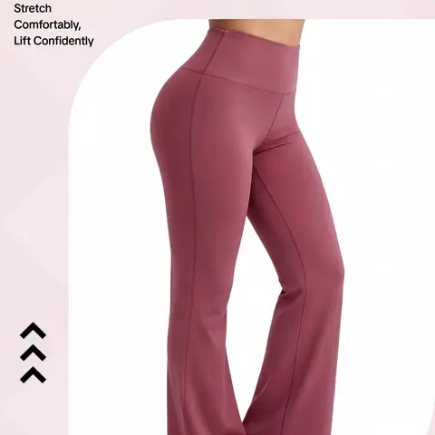 High Waist Flare Yoga Pants for Women, Soft Stretchy Straight Workout Leggings, Tummy Control Butt Lifting Casual Athletic Gym Lounge Bell-Bottom