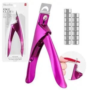 MelodySusie Acrylic Nail Clippers with 15pcs Magnet Sizers, Professional Nail Clippers Cutters for Long Acrylic Gel Nails Tips, Adjustable Stainless Nail Trimmer, Manicure Tool for Salon Home, Plum