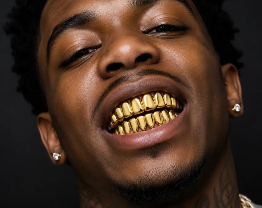 Custom Fit 18K Gold Plated Upper & Lower Grillz Set with Molds Custom Fit 18K Gold Plated Upper & Lower Grillz Set with Molds
