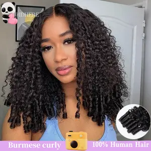 [100% Human Hair Wig]Burmese Curly 5×5 HD Lace Glueless Wig Frontal Wigs 250% Density Human Hair For Women Lace Frontal Wigs Human Hair Pixie Curly Pre Plucked Figer Coiling Curls