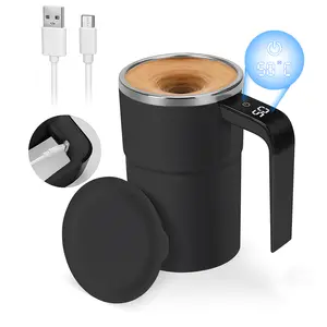 Electric self-stirring mug with LCD temperature display, suitable for coffee, milk, home kitchen, and travel, Valentine's Day gift