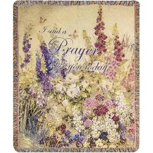 212 MAIN Rectangular Cotton Decorative Throw, 50x60 in, Colorful Butterfly Paradise with Verse & Flowers Print, Home Decor Tapestry