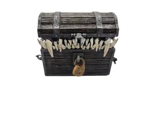 Mimic Dice Box -(Resin) Wooden Treasure Chest Design for TTRPG & Jewelry Storage - Available in Single Set & Larger Sizes - Ideal Gift for Dice Enthusiasts