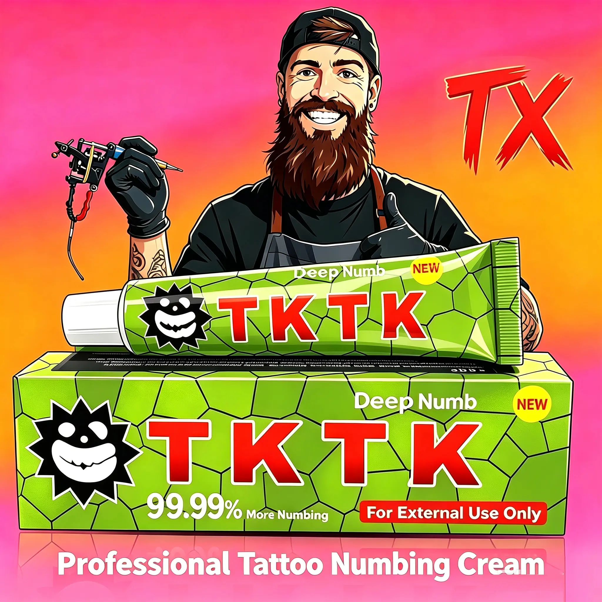 TKTK Deep Numb Soothing Cream 99.99% Max Strength, 6-8H Long Lasting Local Skin Relief Cream, Professional Tattoo Skin Care Soothing Ointment for Tattoo Makeup Beauty Personal Care, External Use Only