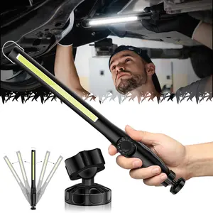 ISUNMEA 2 Pcs Portable handheld hanging LED light. Two magnetic bases rechargeable LED lights . Dimmable, can rotate 170°, waterproof and durable. Suitable for engineers, mechanics, vehicle repair, camping and outdoor use.