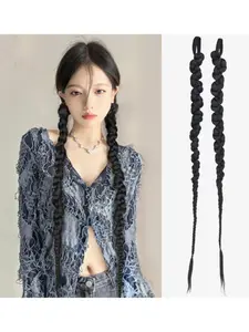 Elastic Hair Bands Wig 28 Inch Braids Extensions Faux Dreads Twisted European Boxing Braid Women's Curls Ponytail All Seasons Hair Weave Extensions
