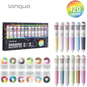 60/120 Colors Multicolor Pen, 6/12 Pack 10-in-1 Multicolor Ballpoint Pen Set, 0.8mm Tip Retractable Colored Pens for Drawing and Writing, School Office Art Supplies