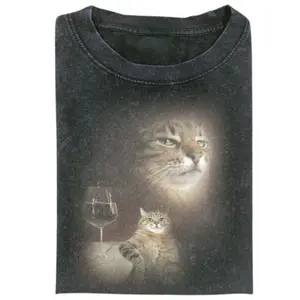 [Flashsale up to 70%]Retro Funny Vintage tshirt, Funny Wine Memes, Cat Portrait T-shirt, Unisex Meme Cringe Funny Dumb Menswear Womenswear Streetwear.