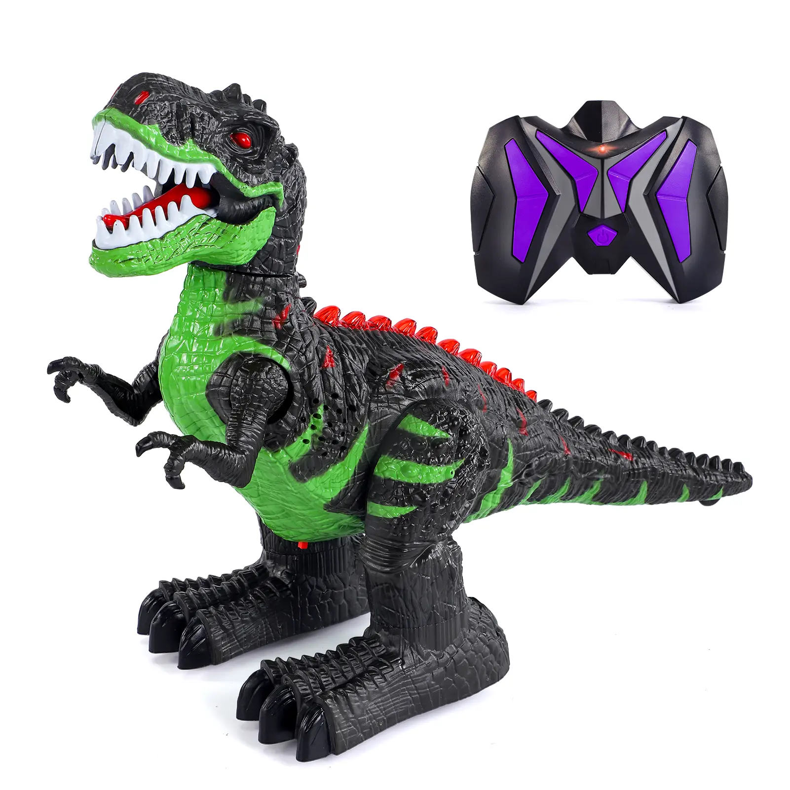 Electric Remote Control Dinosaur Car Toyset - RC Walking T-Rex Toy with 360° Rotating Function, Lights, Sounds, Rechargeable Battery, Kids' Birthday Gift