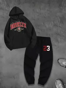 Vintage Brooklyn Collegiate Print Hoodie & Joggers Set | Aesthetic Oversized American Streetwear 2-Piece | Premium Quality Tracksuit for Campus & Everyday Street Style