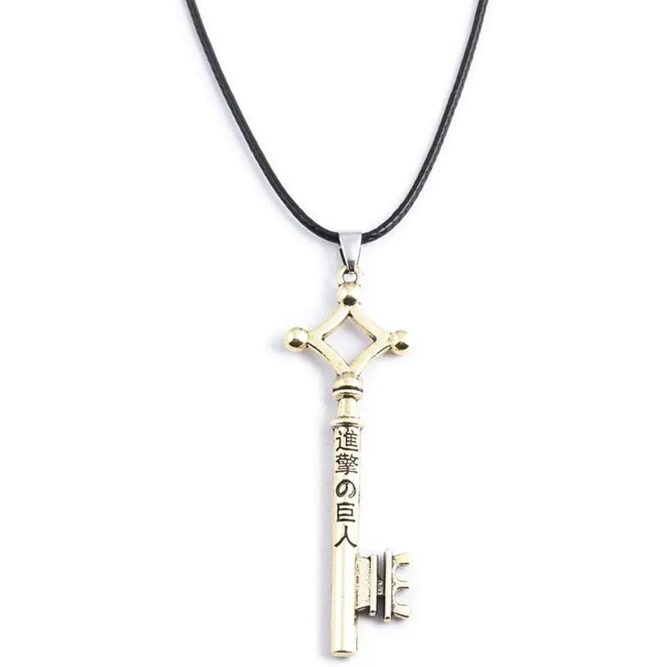 FunBoat AOT Eren Jaeger Key Necklace - Shingeki No Kyojin Anime Cosplay Keychain - Halloween Gifts for Kids Girls Teens Women Men