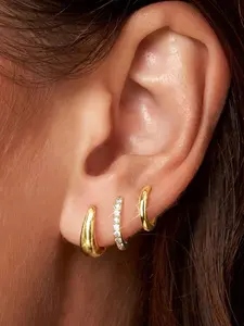 Fashion Hoop Earrings Set, Oxidized Cube Studs with Circle Design, Casual Style, Trendy Jewelry, Perfect for Daily Dates Parties, All Seasons