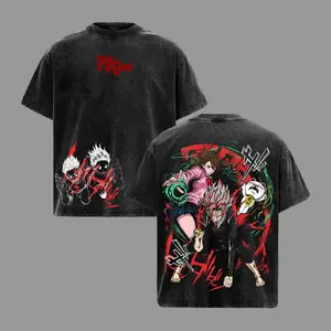 Ken Takakura x Momo Ayase Dandadan Washed Tee Vintage Oversized Anime Manga T-Shirt Heavy Cotton Unisex Supernatural Duo Gift for Fans