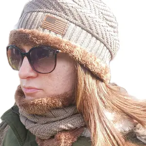 PERFECT GIFT! Insulsted Winter Hats with Leather Stitched American Flag. Seperate neck/face cover included