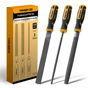 TOOLMAYS Metal File Set 3PCS, T12 Carbon Steel Files, Includes 200mm Half-Round, Round and Flat Files for Metal Wood Plastic Fine Finishing, Shaping Needs, Precision Tools