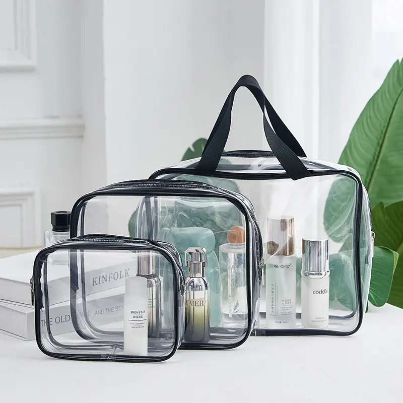 3Pcs Clear Waterproof Storage Bag, Portable Cosmetic Storage Bag, Zipper toiletry Bag for Travel, Portable Cosmetic Storage Bag, Clear Organizer, Travel Storage Bag set. Reusable Food. odor proof bag