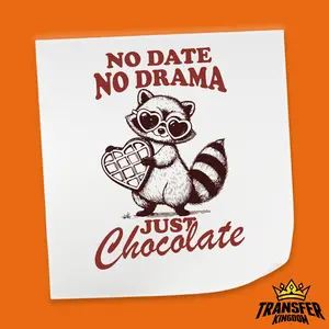 No Date No Drama Just Chocolate Design - Valentine's Day DTF Heat Transfer Sheet