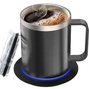 Self-heating Coffee Mug, 1 Set USB Powered 12oz/350ML Heated Mug with Double-layer Stainless Steel, Coffee Cup Warmer for Home Office, Coffee Equipment