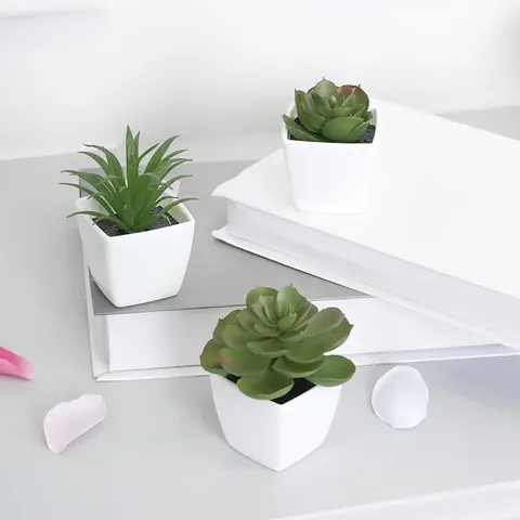 Artificial Potted Plant (3pcs/set), Faux Potted Plant Decoration, Realistic Potted Plant Ornament, Home Decor Supplies for Living Room Bedroom Office, Fake Indoor Plants