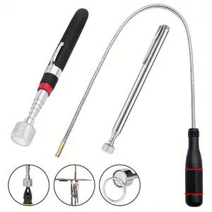 3pcs Retractable Magnetic Tool Set - Retractable, bendable magnetic wand with spring design for easy retrieval, durable metal and plastic construction, suitable for retrieving hard-to-reach magnets, magnetic fishing, industrial magnetism