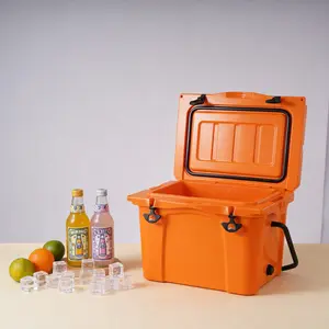25QT Hard Cooler | 5-7 Day Ice Retention + Built-in Opener, Cup Holders & Fish Ruler for Beach Camping Fishing