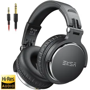 Professional Studio Dj Headphones with Microphone, High Resolution Audio Mixing Recording Ear Hook, Wired Headset 3.5/6.35mm Headphone Jack, Suitable for Guitar Amp Podcast Keyboard Laptop Phone