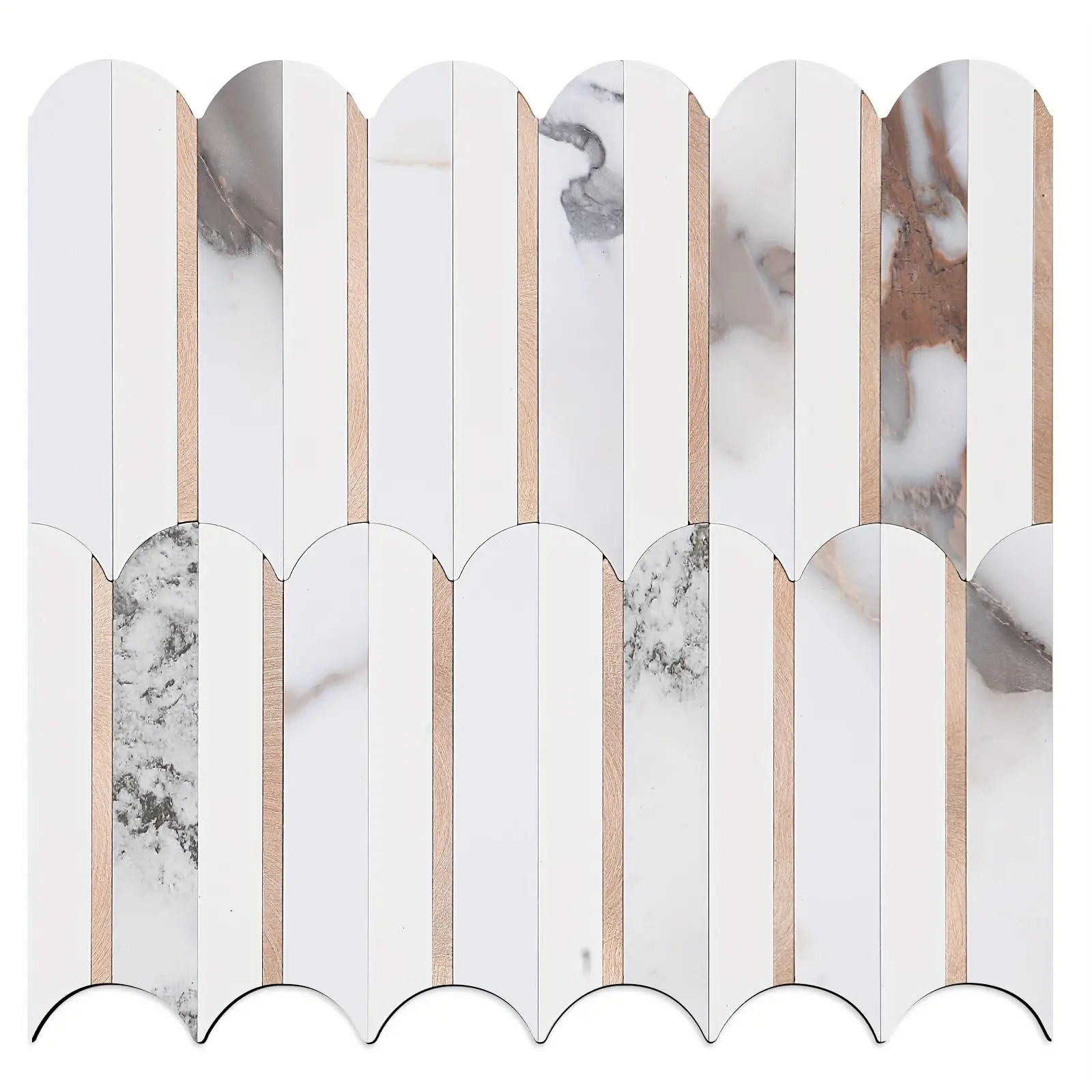 New 10-Sheet Premium Fishscale Marble Mixed Metal Light Gold Vinyl Wall Tiles - Easy Peel and Stick Backsplash for Kitchen and Bathroom - Waterproof, Durable, and DIY-Friendly Indoor Deco