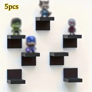 5pcs Small Size Deep Thick Plastic Wall Mount Shelf, Modern Simple Decor Storage Rack, Screw Installation, Space Saving Design, Wall Mountable