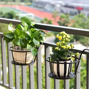 Metal Balcony Flower Rack, Hanging Outdoor Railing Flower Pot Holder, Indoor Railing Bonsai Rack, Garden Supplies for Home Garden Decoration