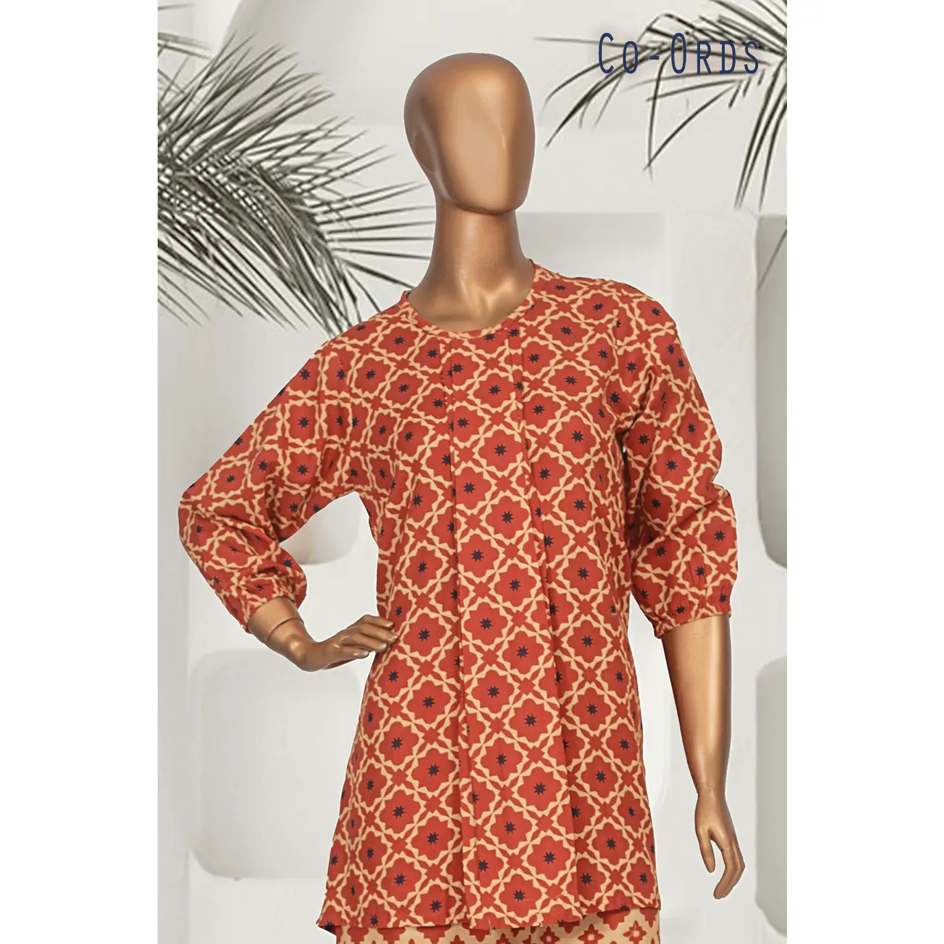 Red Printed Khaddar Co-Ords Set