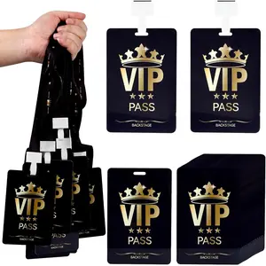 10 Sets VIP Badge Lanyard with Card, Plastic VIP Passes with Lanyard Backstage Pass Event Staff Lanyard for  Party, Movie Night, Birthday Party, Concert Event